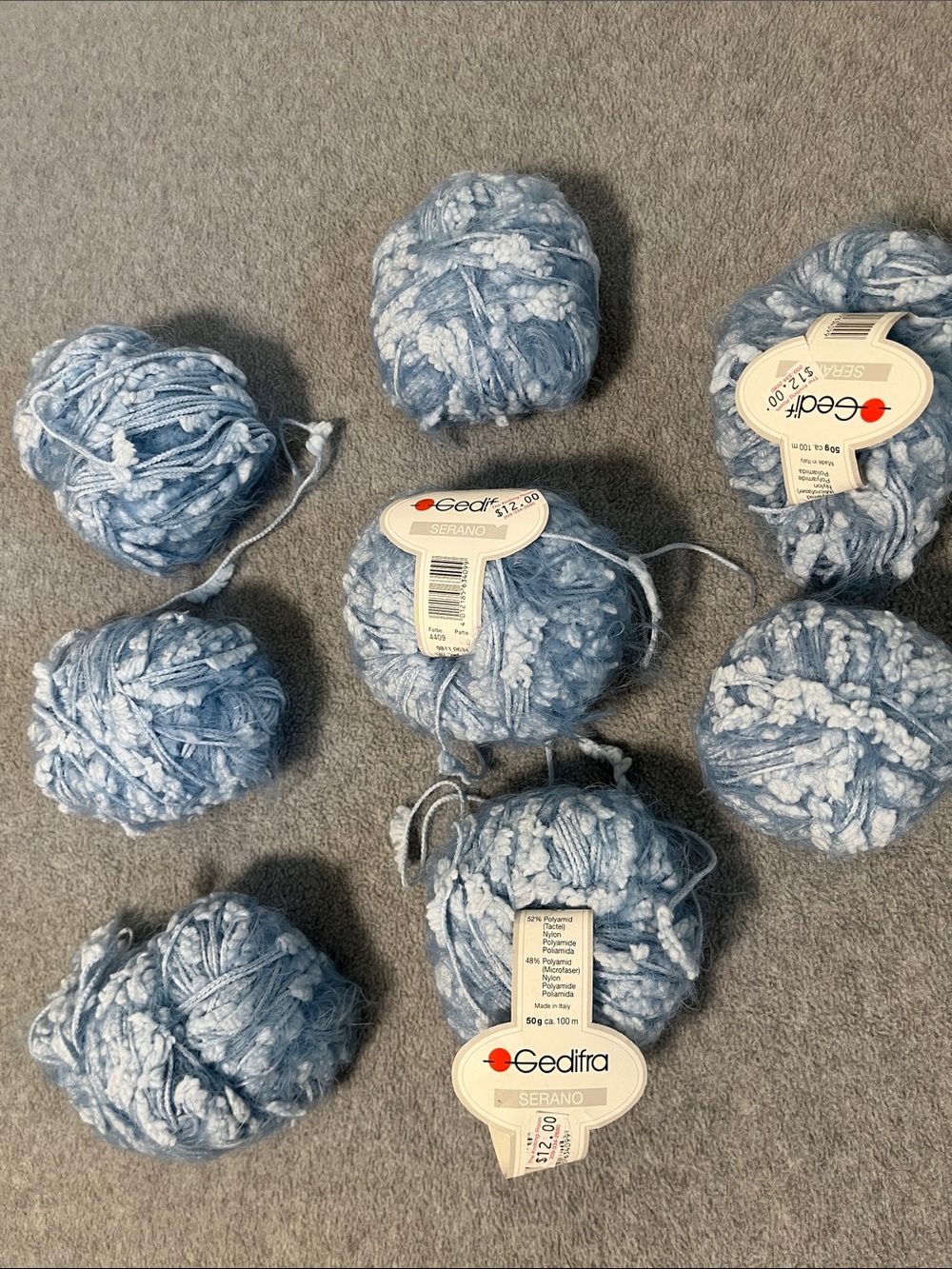 Gedifra Serano Yarn Bundle Lot Crochet Knitting Eyelash Pastel Blue